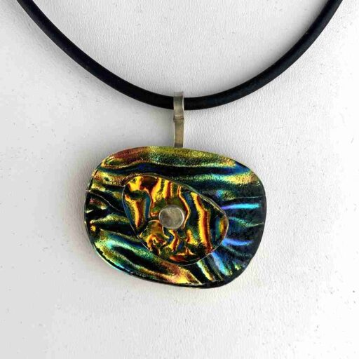 Dichroic Pendant Necklace with Rainbow glass