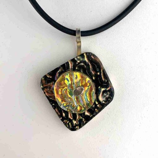 Dichroic stacked Pendant in hues of Gold