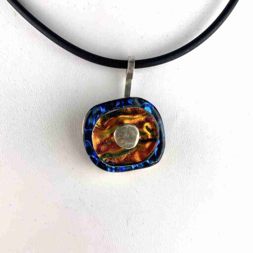 Dichroic stacked Pendant in Blue and Orange