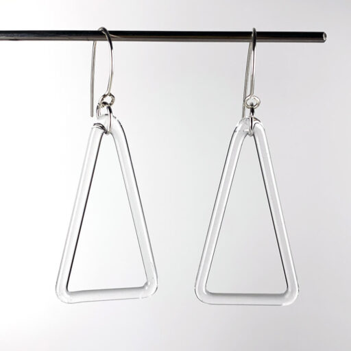 Clear glass triangle earrings