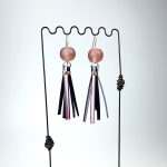 Recycled rubber and glass tassel earrings