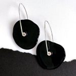 Black earrings with standard length ear wires. Keep image Good