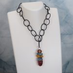 4 bead stack necklace with rubber chain