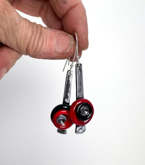 Red and Black nail earrings