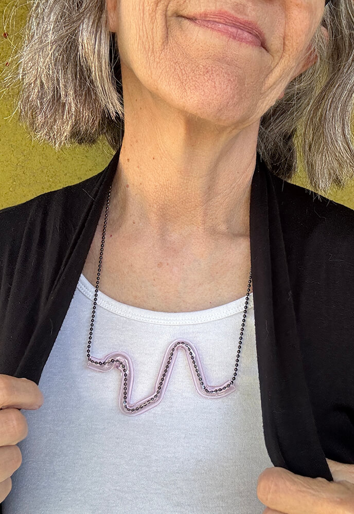 Pink Serpent shaped borosilicate glass necklace