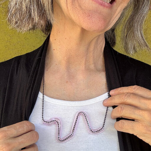 Pink Serpent shaped borosilicate glass necklace