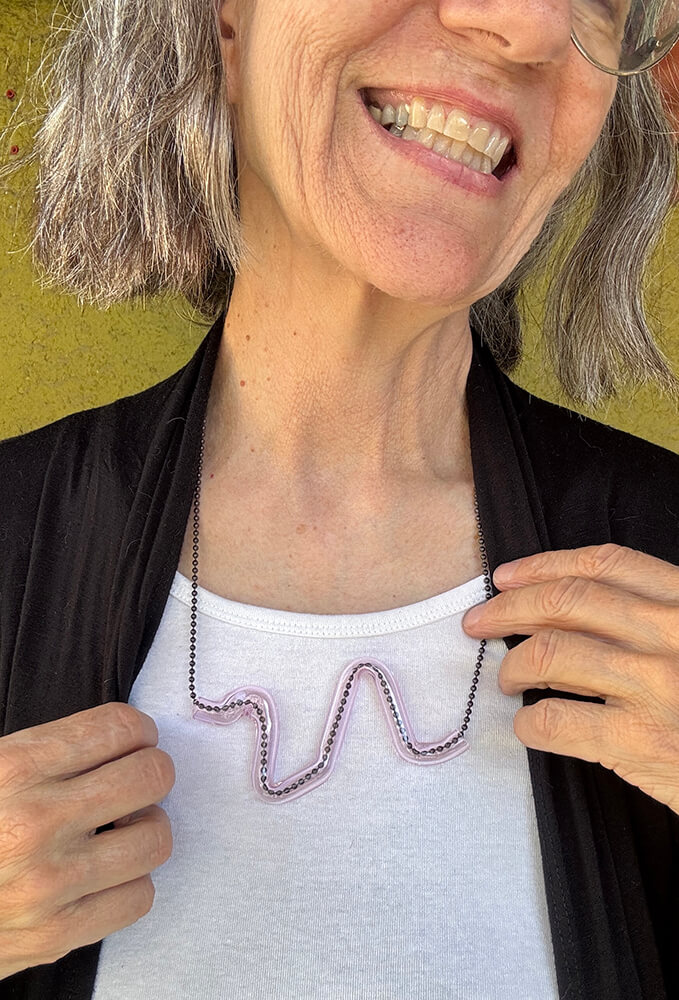 Pink Serpent shaped borosilicate glass necklace