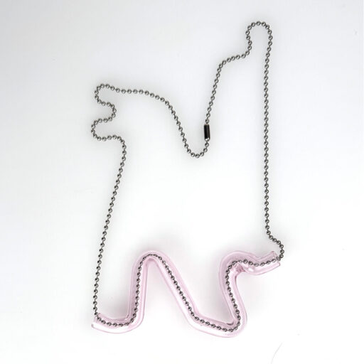 Pink Serpent shaped borosilicate glass necklace