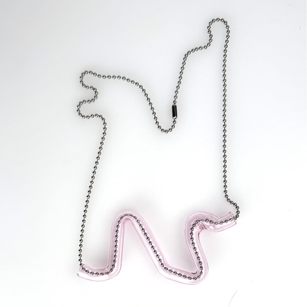 Pink Serpent shaped borosilicate glass necklace