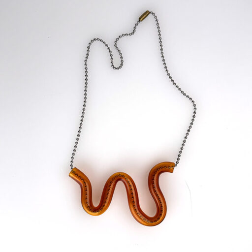 The Original Wiggle borosilicate necklace in Amber